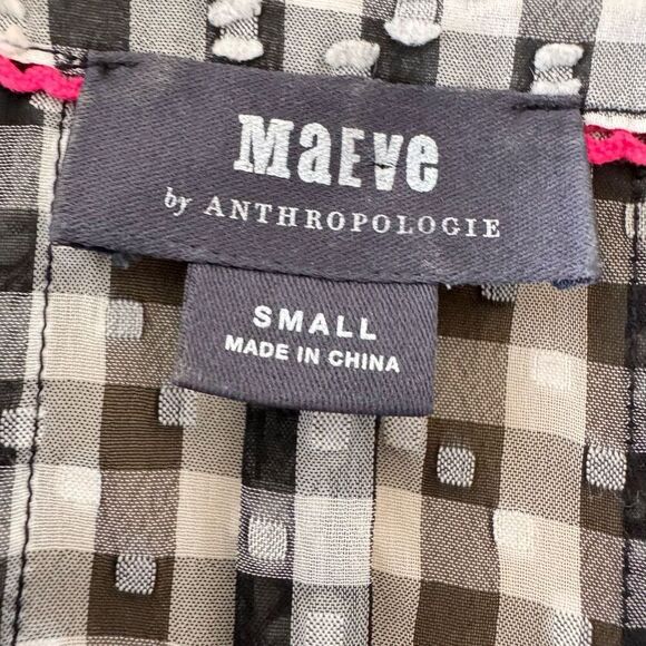 MAEVE ANTHROPOLOGIE Black/White Gingham Sleeveless Button Down Blouse SZ S #2467 - Picture 11 of 15